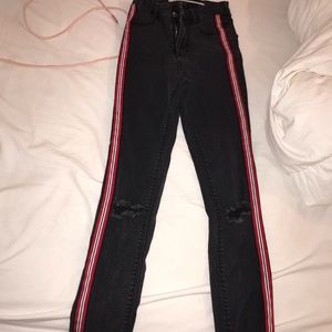 zara black jeans w stripe